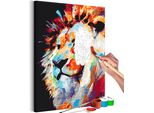 Tessuto Non Tessuto Painting By Numbers - Ritratto Di Leone Colorato 40X60 Cm Animali N-A-1132-E-A
