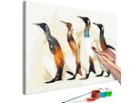 Tessuto Non Tessuto Pittura Per Numeri - Famiglia Di Pinguini 60X40 Cm Animali N-A-1178-E-A
