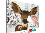 Pittura In Tessuto Non Tessuto Con Numeri - Amico Cervo 60X40 Cm Animali N-A-1190-E-A