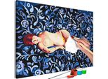 Pittura In Tessuto Non Tessuto Con Numeri - Nudo Su Sfondo Blu 60X40 Cm Persone N-A-1419-E-A