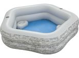 Bestway® Family Pool Truprint™ 213 X 206 X 53 Cm, Aspetto Muro Di Pietra (Grigio Crema)
