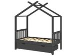 Vidaxl Letto Per Bambini Con Cassetto In Pino Massiccio Grigio Scuro 70X140 Cm