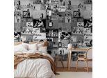 Vlies Tapete - Banksy - Collage Grigio 50X1000 Cm Streetart F-A-0237-J-C