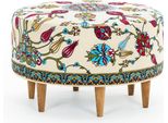 Hanah Home, Rimini, Pouf, Bianco, Velluto, 65 X 40 X 65 X Cm