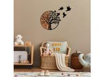 Wallity, Albero E Uccelli - 322, Decorazione Da Parete, Nero, Metallo, 92 X 71 X 3 Cm