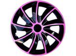 Nrm Quad Copricerchi Bicolore Per Cerchi In Acciaio Set Di 4 Coprimozzi Bicolore Nero/Rosa, 14""