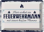Vianmo Insegna Di Latta 30X40 Cm Hier Wohnt Ein Feuerwehrmann