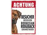 Vianmo Insegna In Legno 40X30 Cm Tiere Achtung Rodhesian Ridgeback