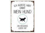 Vianmo Insegna In Legno 40X30 Cm Hund Ich Arbeite Hart Damit Mein