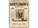 Vianmo Insegna In Legno 40X30 Cm Whiskey Cigars Elite Club Real Men