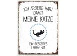 Vianmo Insegna In Legno 40X30 Cm Katze Ich Arbeite Hart Damit Meine
