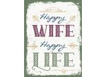 Vianmo Insegna In Legno 40X30 Cm Happy Wife Happy Life