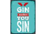 Vianmo Insegna In Legno 40X30 Cm Gin Makes You Sin Devil Hell