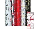 Chamonix - Assortimento Di Carta Natalizia Metallizzata - 150 X 70 Cm - 5 Rotoli - Etichette Incluse.