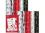 Chamonix - Assortimento Di Carta Natalizia Metallizzata - 150 X 70 Cm - 10 Rotoli - Etichette Incluse.