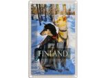 Vianmo Insegna Di Latta 18X12 Cm Finnland Schnee Winterzeit Wald Hunde