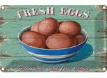 Vianmo Insegna Di Latta 20X30 Cm Fresh Eggs Frische Eier