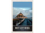 Vianmo Insegna In Legno 18X12 Cm Mont Saint Michel Frankreich Burg