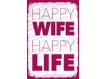 Vianmo Insegna In Legno 18X12 Cm Frau Happy Wife Happy Life