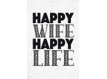 Vianmo Insegna In Legno 18X12 Cm Frau Happy Wife Happy Life