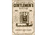 Vianmo Insegna In Legno 18X12 Cm Whiskey Cigars Elite Club Real Men