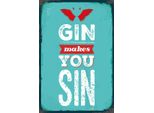 Vianmo Insegna In Legno 18X12 Cm Gin Makes You Sin Devil Hell
