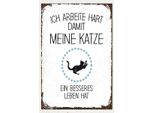 Vianmo Insegna In Legno 18X12 Cm Katze Ich Arbeite Hart Damit Meine