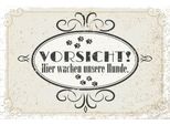 Vianmo Insegna In Legno 12X18 Cm Vorsicht Hier Wachen Unsere Hunde
