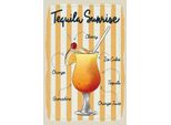 Vianmo Insegna In Legno 18X12 Cm Alkohol Tequila Sunrise Cherry Orange