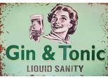 Vianmo Insegna In Legno 20X30 Cm Gin & Tonic Liauid Sanity