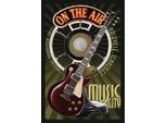 Vianmo Insegna In Legno 30X20 Cm Music City On The Air Gitarre