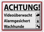 Vianmo Insegna Di Latta 30X40 Cm Achtung VideoüBerwacht Alarm