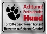 Vianmo Insegna Di Latta 30X40 Cm Achtung Freilaufender Hund Gefahr