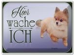 Vianmo Insegna Di Latta 30X40 Cm Hund Zwergspitz Hier Wache Ich