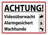 Vianmo Insegna In Legno 30X40 Cm Achtung VideoüBerwacht Alarm