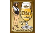 Vianmo Insegna In Legno 40X30 Cm Pinup Wer Bier Trinkt UnterstüTzt Land