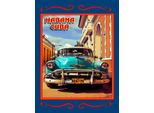 Vianmo Insegna In Legno 40X30 Cm Cuba Habana Cuba Blaues Auto
