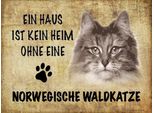 Vianmo Insegna In Legno 30X40 Cm Norvegische Waldkatze Katze