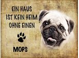 Vianmo Insegna In Legno 30X40 Cm Mops Hund