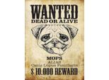 Vianmo Insegna In Legno 40X30 Cm Hund Wanted Dead Mops Alias