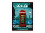 Vianmo Insegna In Legno 40X30 Cm London Red Telephone England Telefon