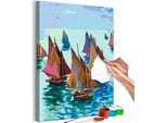 Pittura In Tessuto Non Tessuto Con Numeri - Claude Monet: Barche Da Pesca 40X60 Cm Paesaggi N-A-1452-E-A