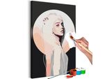 Pittura In Tessuto Non Tessuto Con Numeri - Lady Moon 40X60 Cm Persone N-A-1532-E-A