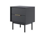 Selsey Viviaro - Comodino Con 2 Cassetti, Nero, 54 Cm