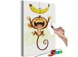 Tessuto Non Tessuto Pittura Con I Numeri - Scimmia Affamata 40X60 Cm Per Bambini N-A-1517-E-A