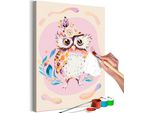 Tessuto Non Tessuto Pittura Con I Numeri - Gufo Chic 40X60 Cm Per Bambini N-A-1494-E-A