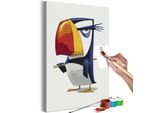 Tessuto Non Tessuto Pittura Per Numeri - Pinguino Brontolone 40X60 Cm Per Bambini N-A-1490-E-A