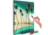 Tessuto Non Tessuto Pittura Per Numeri - Palme Turchesi 40X60 Cm Paesaggi N-A-1475-E-A