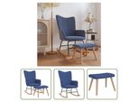 The Living Store Poltrona A Dondolo Con Sgabello In Tessuto Blu