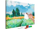 Pittura In Tessuto Non Tessuto Con Numeri - Claude Monet: Il Campo Di Grano 60X40 Cm Paesaggi N-A-1453-E-A
